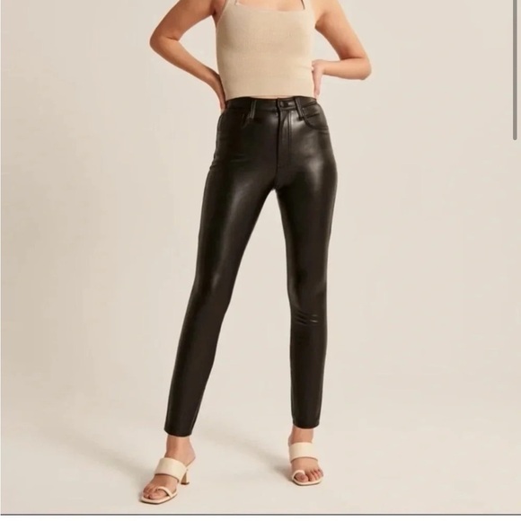 Abercrombie The Skinny High rise Leather Pants Size 26 - Picture 1 of 5